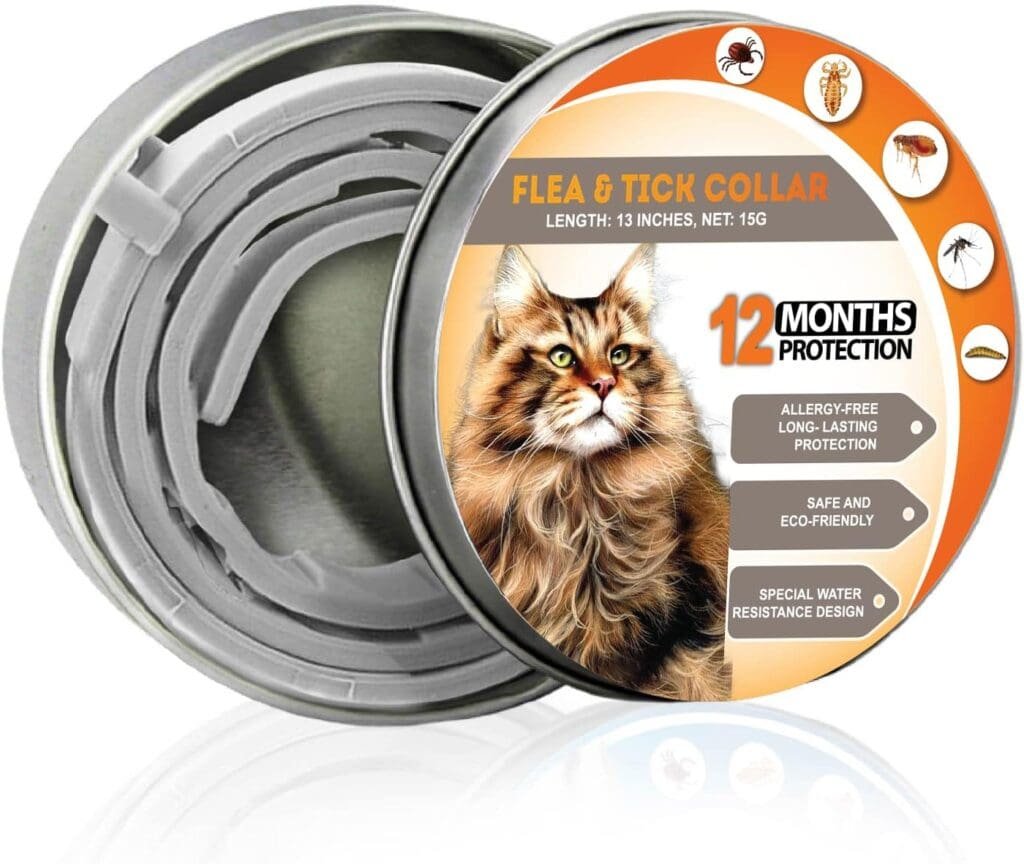 Cat Flea Collars 13 Inches, Flea Collar for Cats Small, Medium, Large Sizes Flea Treatment Cat Long Lasting, Flea Treatment Cat Collar 12-Month Durable Protection, Waterproof Cat Flea Collar