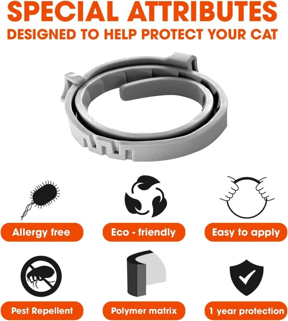 Cat Flea Collars 13 Inches, Flea Collar for Cats Small, Medium, Large Sizes Flea Treatment Cat Long Lasting, Flea Treatment Cat Collar 12-Month Durable Protection, Waterproof Cat Flea Collar