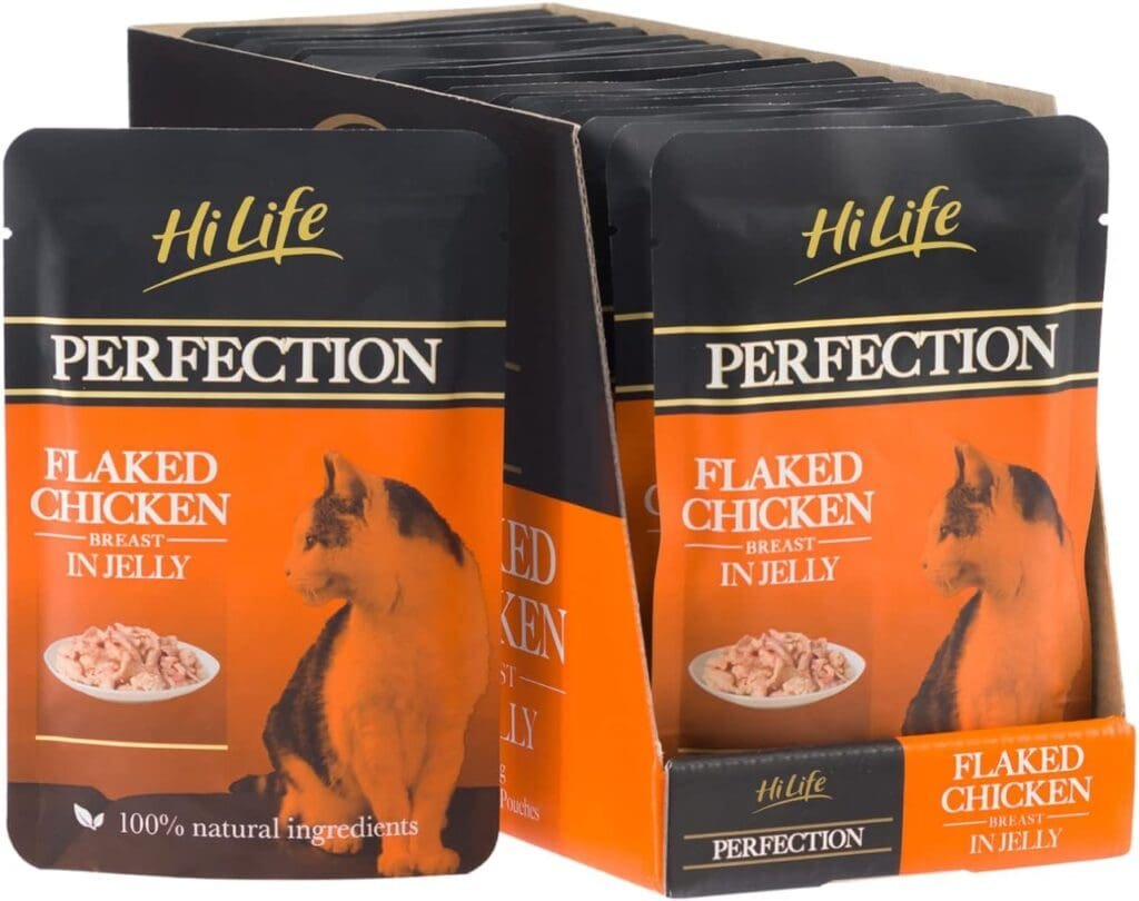 HiLife Perfection Adult Wet Cat Food, Flaked Chicken Breast in Jelly, Grain Free Made With 100% Natural Ingredients (18 Pouches x 70g)