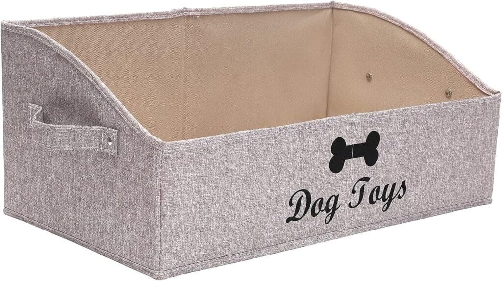 Morezi Linen-cotton blend dog toy basket and dog toy box, dog toy basket storage - Perfect for organizing pet toys, blankets, leashes, chew toys - Snow Brown