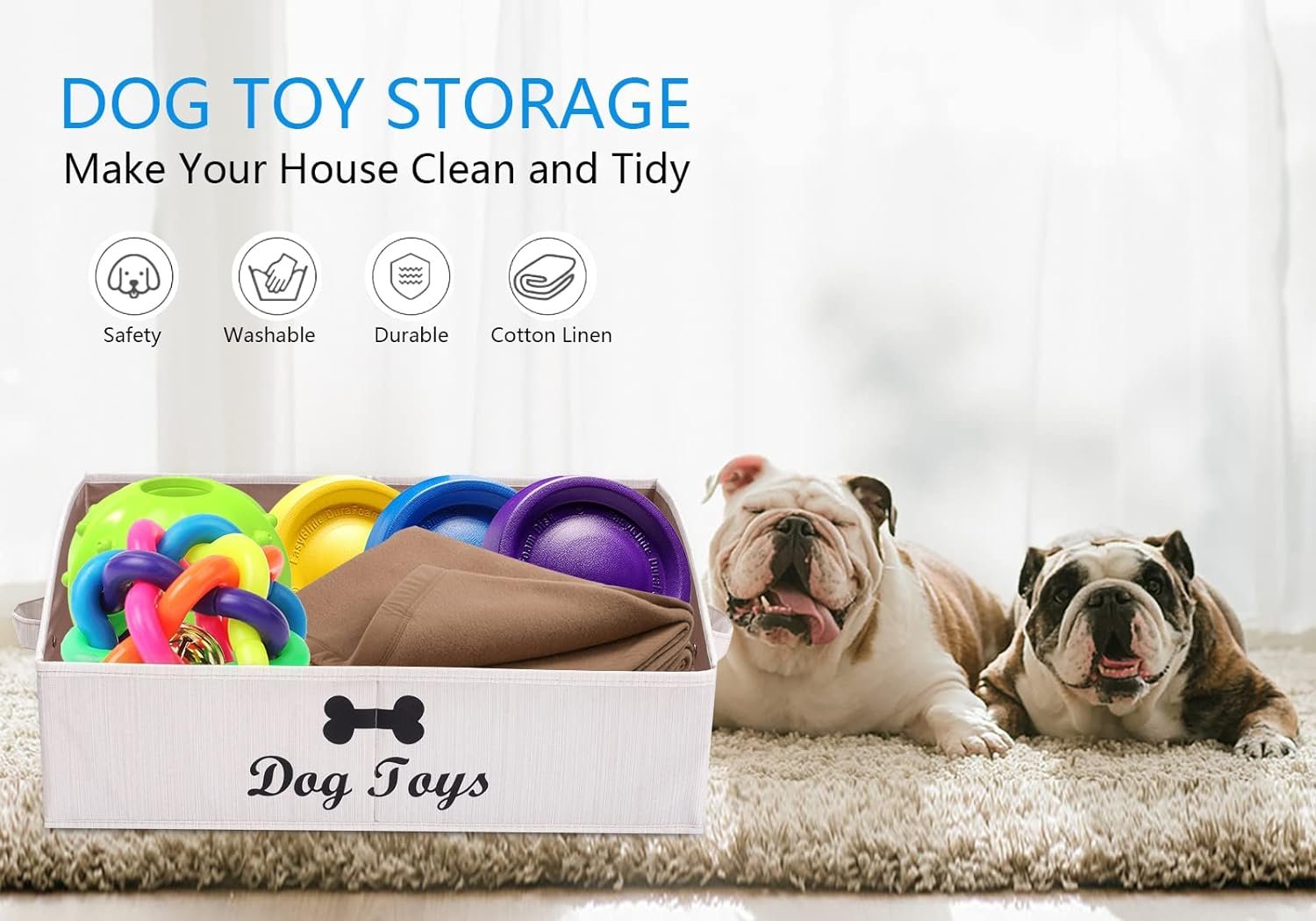 morezi linen cotton blend dog toy basket and dog toy box dog toy basket storage perfect for organizing pet toys blankets 2