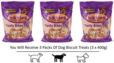 Munch Crunch Bulk Bundle Multipack Delicious Bones Dog Biscuits Shapes (350g X 3) - With a Happy Healthy Dog Care Booklet