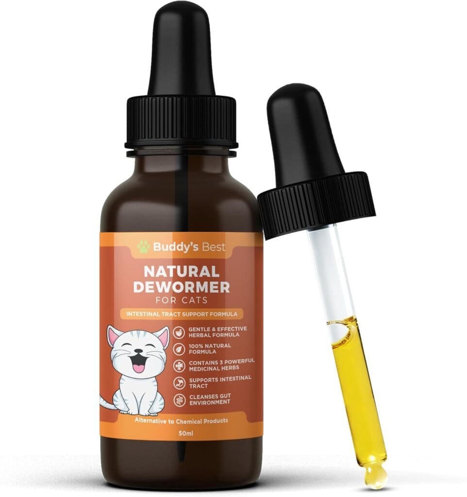 Natural Dewormer for Cats | Herbal Blend with 3 Powerful Medicinal Herbs | 100% Natural | Supports Gut Intestinal Health | Gentle Yet Effective