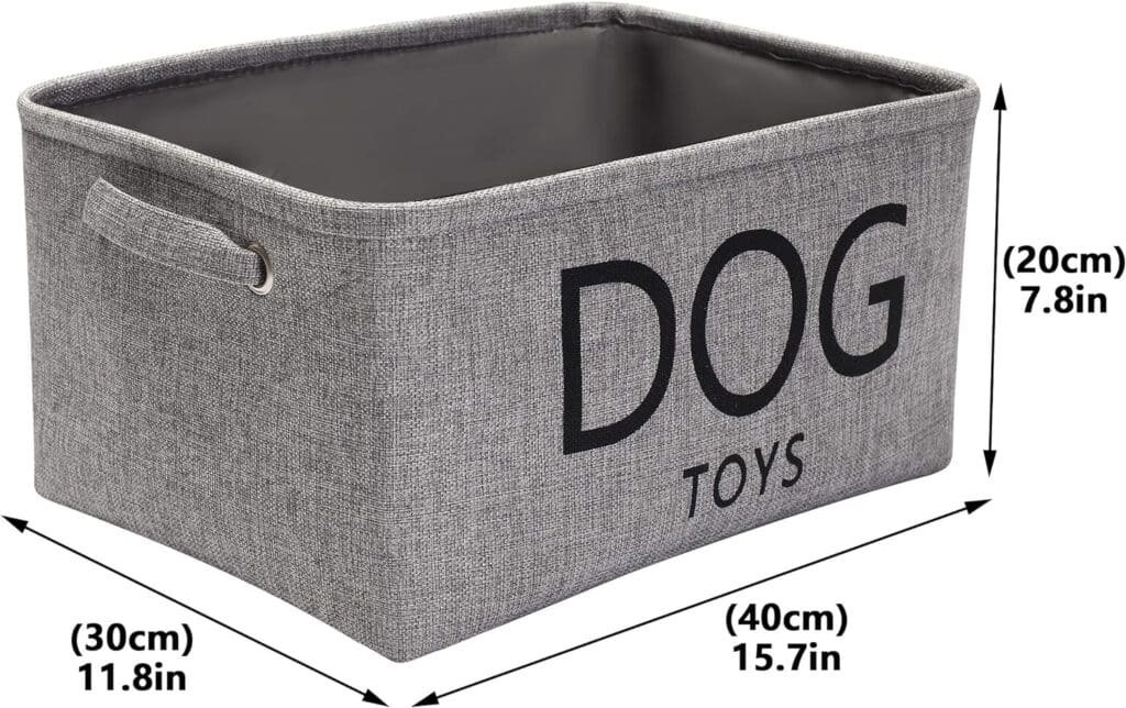 Pethiy Canvas Dog Toy boxes Basket pet toy box Basket for Pet Toy Storage- 40cms (16in) x 30cms (12in) x 20cms (8in)-Gray