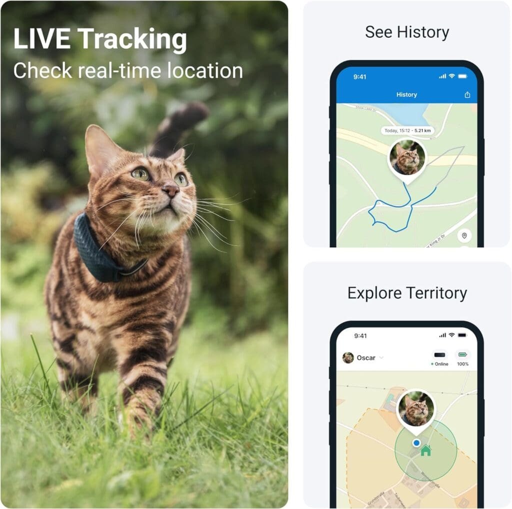 Tractive GPS Cat Tracker | Market Leader | Real-Time Location Tracking | Location History | Monitor Activity