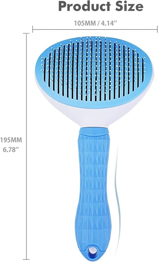 Dog Brush Cat Brush Grooming Comb,Self Cleaning Cat Dog Slicker Brushes with Smooth handle,Pet Grooming Tool with Cleaning Button for Cat Dog Shedding Tools Cat Dog Massage Clean Tangled Brush (Grey)