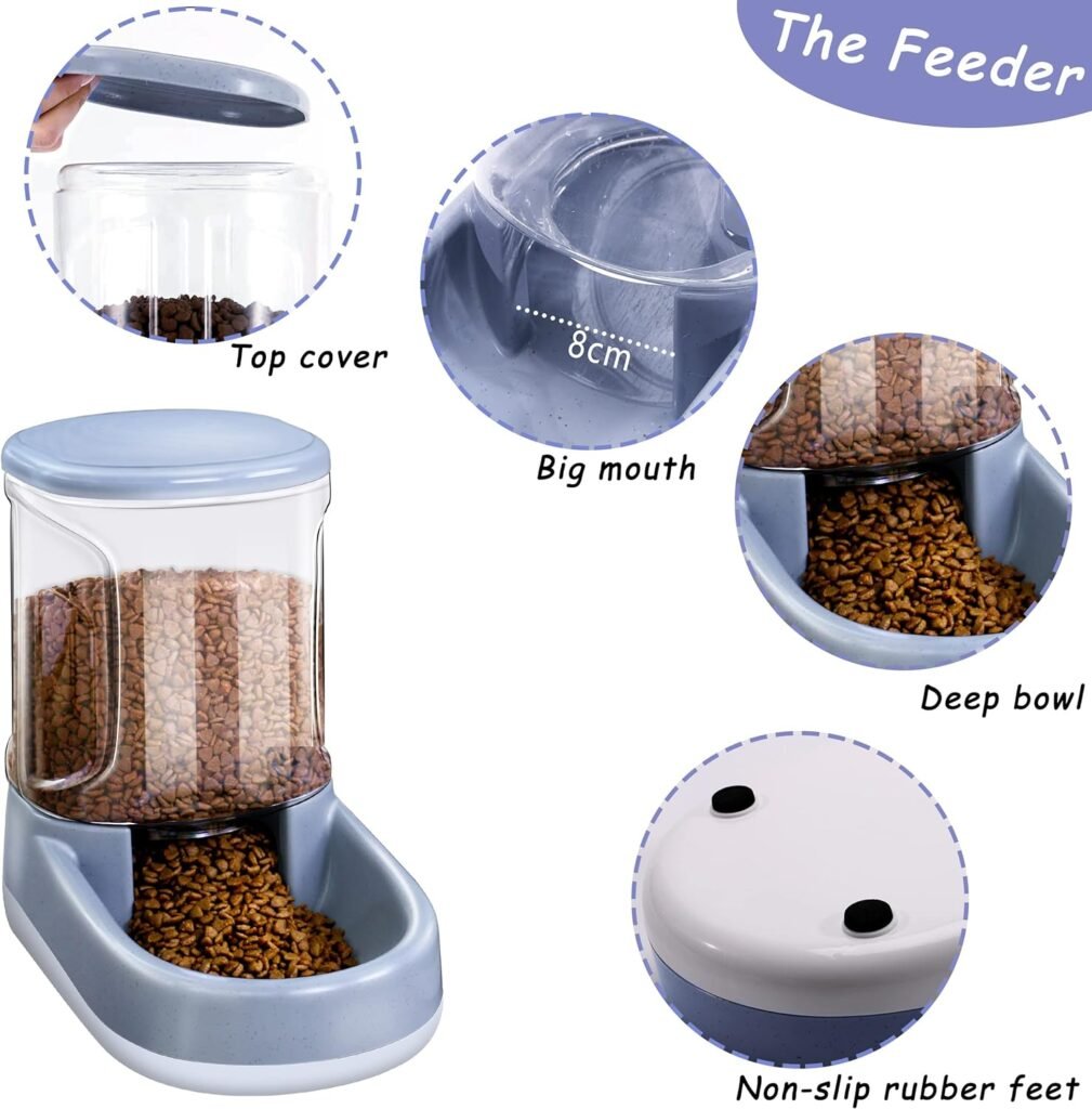Gravity Pet Feeder and Waterer Dog Water Bowl and Dog Food Bowls Set Cat Bowls for Food and Water Automatic Dog Feeder Automatic Cat Feeders Design for Small Medium and Big Pets (gold)