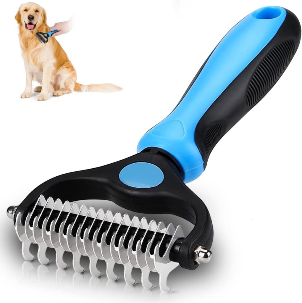 Grooming Tool for Dogs Cats: Double Sided Shedding and Dematting Undercoat Dog brushes for Grooming for Shedding Tangles Hair Gently Deshedding Cat Brush for Short Long Haired Pet