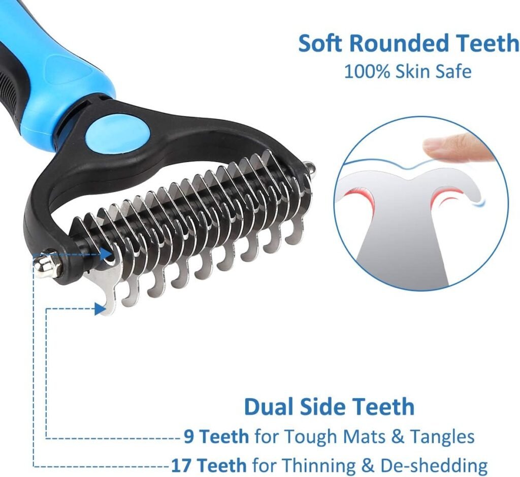 Grooming Tool for Dogs Cats: Double Sided Shedding and Dematting Undercoat Dog brushes for Grooming for Shedding Tangles Hair Gently Deshedding Cat Brush for Short Long Haired Pet