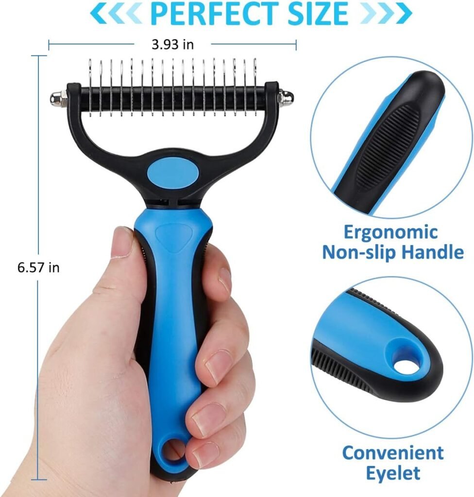 Grooming Tool for Dogs Cats: Double Sided Shedding and Dematting Undercoat Dog brushes for Grooming for Shedding Tangles Hair Gently Deshedding Cat Brush for Short Long Haired Pet