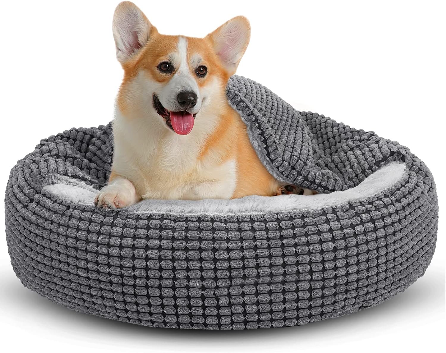 joejoy round dog bed calming donut cuddler pet bed for large medium small dogs warm puppy hooded dog cave bed cat bed me